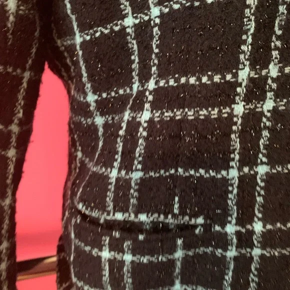 Sag Harbor Size 16 Teal blue & black plaid blazer with sparkle. Gently worn. - Picture 14 of 14